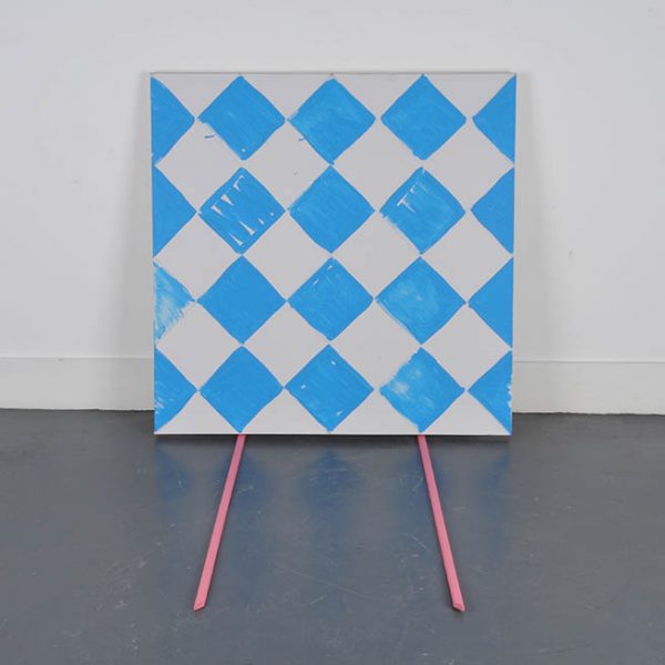 Blue yewntt, acrylic and pencil on canvas with acrylic on primed wooden sticks, dimensions variable, 2013