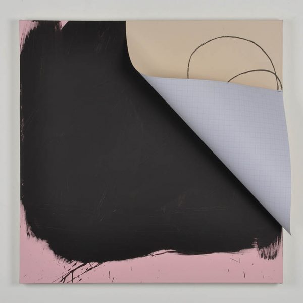 Dolf, acrylic and paper with charcoal and silver nail on canvas, 100 x 100cm, 2013